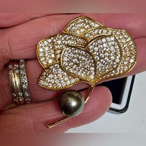 Custom gold tone pendant/brooch genuine huge 12 mm south sea black Pearl